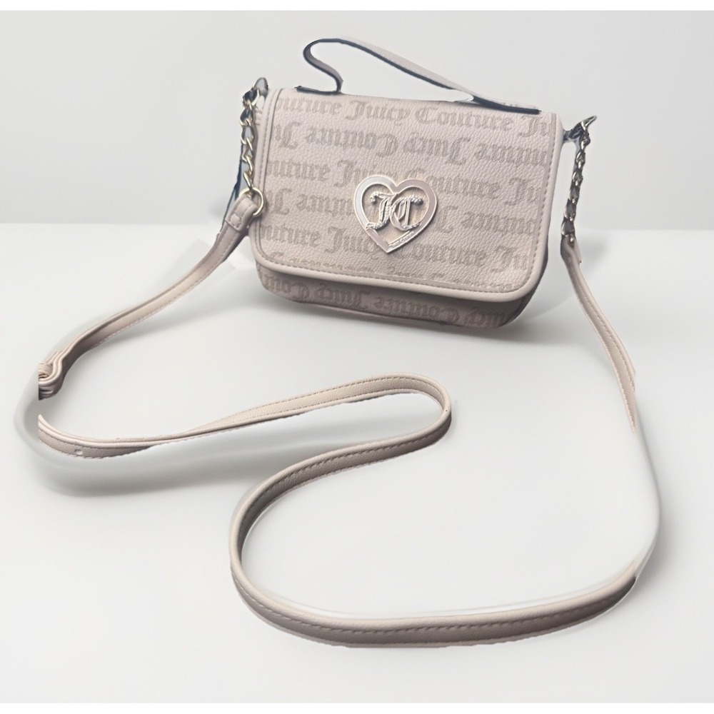 NWT‎ Juicy Couture Flawless Flap Crossbody - Sandstone Gothic Dots Cafe